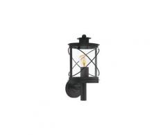 Applique rustique ronde hilburn h37,5 cm ip44 - verre transparent - noir