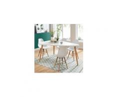 Benedikt table a manger triangulaire 6 a 8 personnes scandinave blanc laque satine - l160xl120 cm