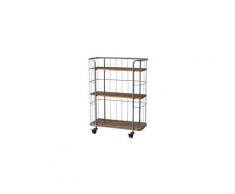 Etagère de rangement sur roulettes en bois et métal gris style industriel