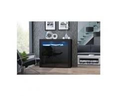 Buffet bahut brillant noir spider illuminé led 107 cm caisson noir mat