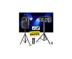 Enceinte active autonome gemini es15-togo 15" - 800w - usb/sd/bt + 2 micros sans fil + tel + pied + portique xperformer