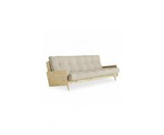 Canapé 3/4 places convertible ingrid style scandinave futon beige couchage 130*190 cm.