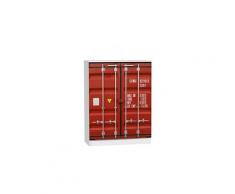 Armoire à chaussures de 2 portes avec motif coloris rouge - dim : 75 x 36 x 100 cm -pegane-