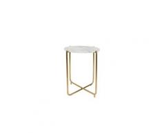 Timpa - table d'appoint marbre et laiton - couleur - blanc craie