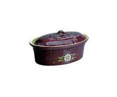 Terrine ovale 37cm aubergine decor fleurs blanches - 134aub6 - siegfried