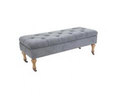 Banc coffre coloris gris en velours - l 110 x p 44 x h 40 cm -pegane-