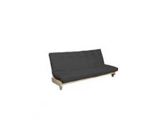 Pack futon latex gris anthracite 140x200 banquette fresh bois naturel