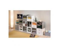 Bloc de rangement trieur box classeur cube modulable boîte casier fermé mdf gris