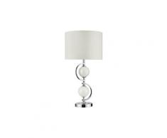Lampe 70 cm, en chrome et verre avec abat-jour blanc