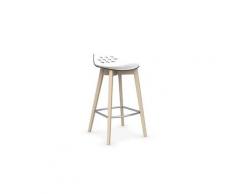 Tabouret de bar jam w transparente avec piétement en bois naturel