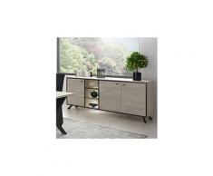Enfilade 220 cm moderne couleur chêne clair et noir beatrice