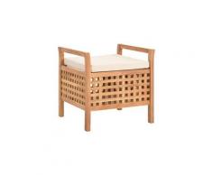 Banquette pouf tabouret meuble banc de rangement cm bois de noyer massif helloshop26 3002174