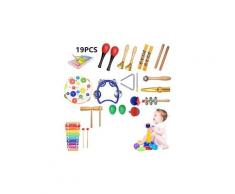 19 pcs enfants jouets musicaux instruments percussion en bois garçon et fille jouets jouets éducatifs