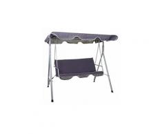 Balancelle hwc-d61, balançoire de suspension pour jardin, banc, 3 places, toit réglable 197x185cm ~ gris foncé