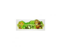 Porte manteau / étagère pour enfant motif jungle jaune vert ape06028