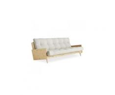 Canapé 3/4 places convertible ingrid style scandinave futon écru couchage 130*190 cm.