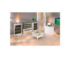 Petite étagère bibliothèque rangement cuisine séjour campagnard pin massif blanc