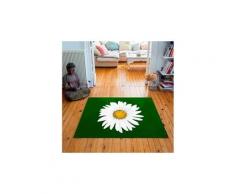 Tapis carré velours antidérapant imprimé floraux lady marguerite - 135 x 135 cm