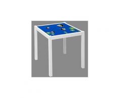 Table enfant en bois blanc avec de pieds carrés, Dimensions : 48 x 48 x 43 cm