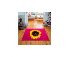 Tapis carré velours antidérapant imprimé animaux sun flower - 135 x 135 cm