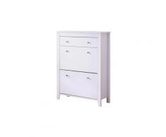 Armoire à chaussures meuble rangement très pratique 80l x 28l x 105h cm panneaux de particules blanc