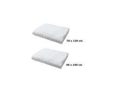 Lot linge de bain - une serviette de toilette et un drap de bain - blanc