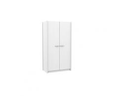 Armoire enfant avec 2 portes, coloris blanc/argent - dim : 108.6 x 56.1 x 200 cm -pegane-