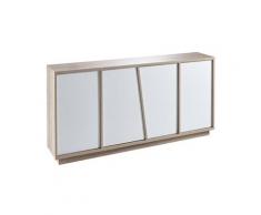 Enfilade 4 portes magic en panneaux de particules chêne brossé/blanc perle - dim 210 x 75 x 42,3 cm -pegane-