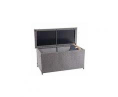 Coffre à coussins en polyrotin, hwc-d88, coffre jardin ~ basic gris, 63x135x52 cm, 320l