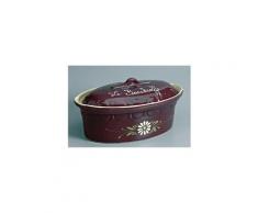 Terrine ovale 40cm aubergine decor fleurs blanches - 134aub7 - siegfried