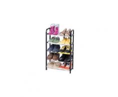 Etagère chaussures 5 couches noir / gris metal / plastique 42x19x70cm