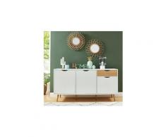 Icaverne buffet - bahut - enfilade bela buffet avec 3 portes et 1 tiroir - blanc et décor bois - l 150 x p 39,5 x h 75 cm