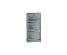 Meuble à chaussures en colonne adria armoire avec 3 abattants rangement pour 18 paires, en mdf gris mat