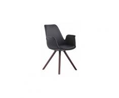 Chic chaise de salle à manger, de cuisine, de salon khartoum cuir synthetique noyer rond