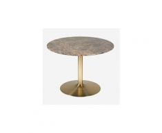 Table de repas ronde marbre marron/métal doré - oakland - l 106 x l 106 x h 75 - neuf