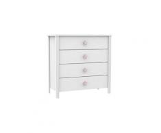Commode enfant de 4 tiroirs, blanc/rose - dim : 86 x 40 x 86.5 cm -pegane-
