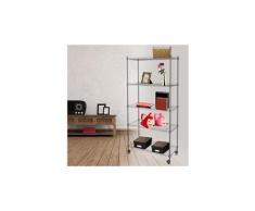 Meuble étagère classic 5 niveaux avec roues 14 x 29 x 61 pouces argent argenté