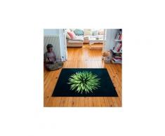 Tapis carré velours antidérapant imprimé floraux yucca - 135 x 135 cm