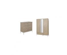 Commode à langer et armoire 3 portes marcel - bois