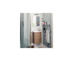 Set de meuble sous lavabo avec 1 porte + lavabo + tiroir coloris noyer naturel -pegane-