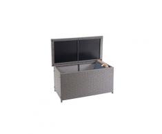 Coffre à coussins en polyrotin, hwc-d88, coffre jardin ~ basic gris, 51x100x50 cm, 170l