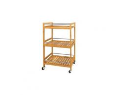 Sobuy® table roulante meuble de rangement à roulettes, desserte de cuisine de service massif en bambou, chariot de cuisinesalle de bains fkw11-n