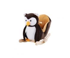 Cheval à bascule modèle hibou fonction musicale 32 pistes selle grand confort peluche courte douce bois peuplier marron
