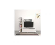 Homemania meuble tv argo - avec bibliothèque intégrée, étagère, compartiments - pour salon - blanc en bois, 150 x 28,5 x 125 cm