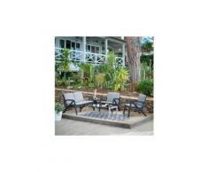 Salon de jardin bas 4 personnes résine/alu gris lounge
