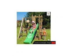 Aire de jeux funny 3 + bac à sable et portique - toboggan rouge