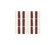 Linge de table reference achgabat napperons 6 pcs chindi bande bordeaux et blanc 30 x 45 cm