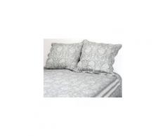 Couvre-lit gris et blanc 240x220 2 taies d'oreiller
