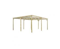HABRITA - Carport double en bois autoclavé toit plat couvert