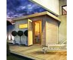 WoodFeeling Sauna extérieur SUVA 1 bois naturel avec vestibule 4 à 5 places 38mm Woodfeeling